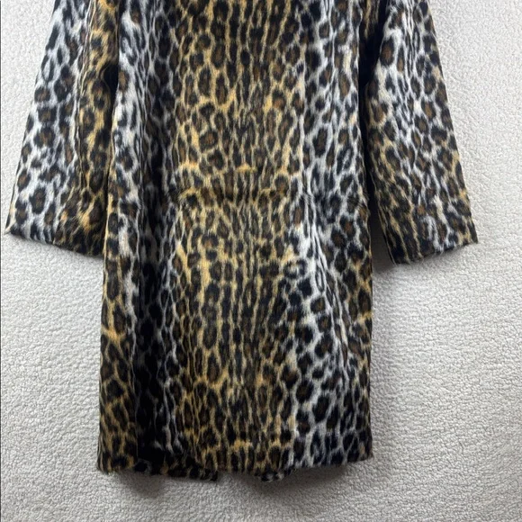 NWOT G by Giuliana  Women Brown Black Leopard Print Faux Fur Tuxedo Coat Size LP - Picture 11 of 16